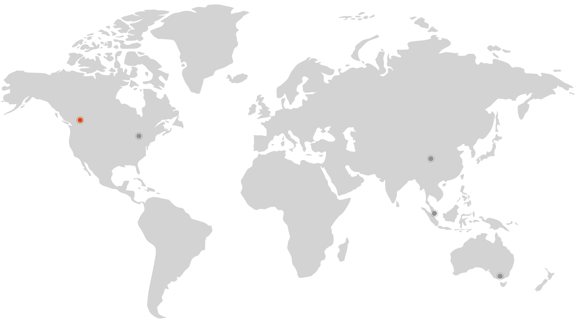 Global logistics map showing Tenaxis local distribution hub in Calgary to serve western Canada.