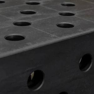 Close-up of a Tenaxis nitrided cast iron welding table