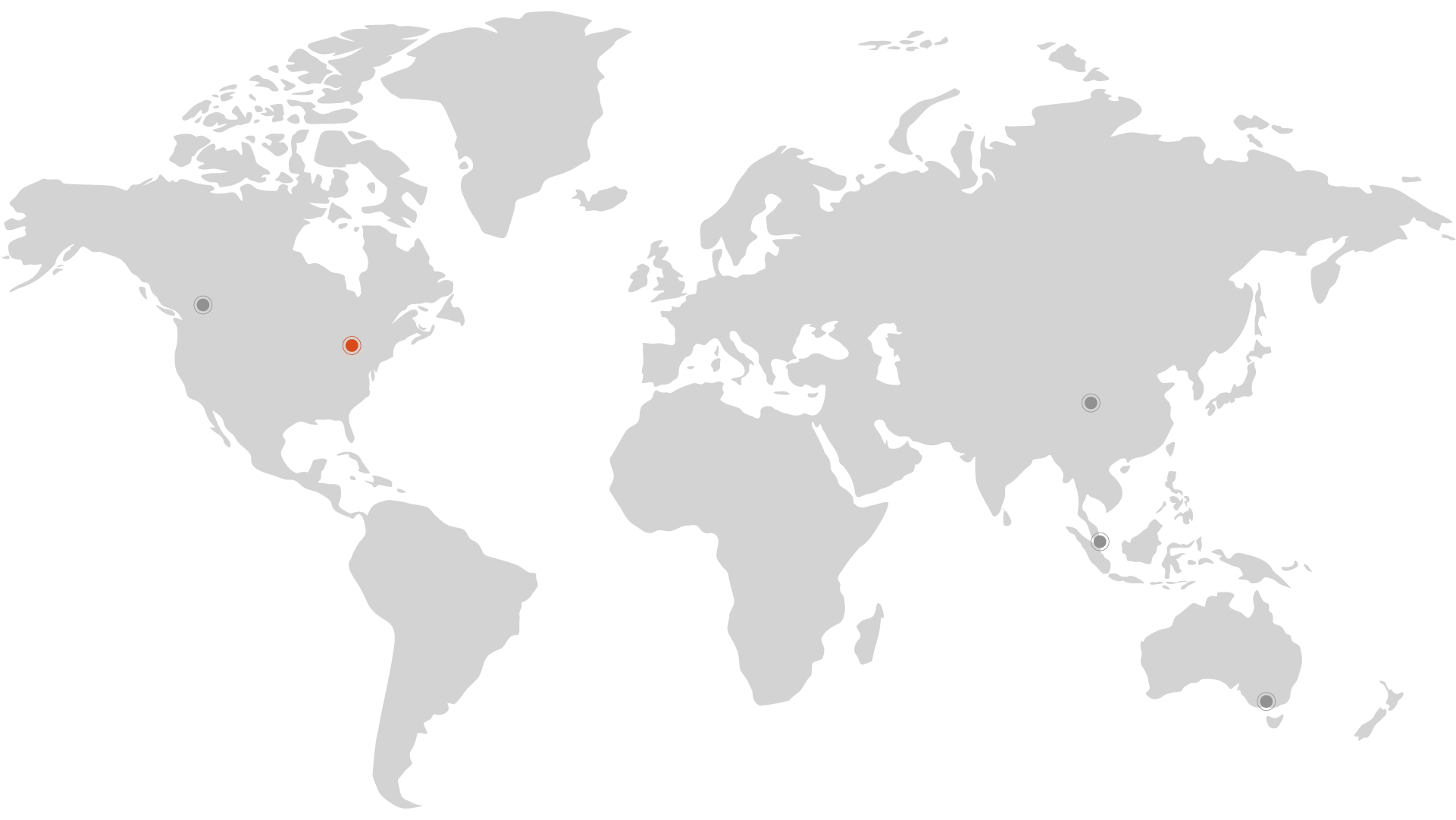Global logistics map showing Tenaxis local distribution hub in Toronto to serve eastern Canada.