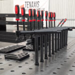 Close-up view of screw clamps